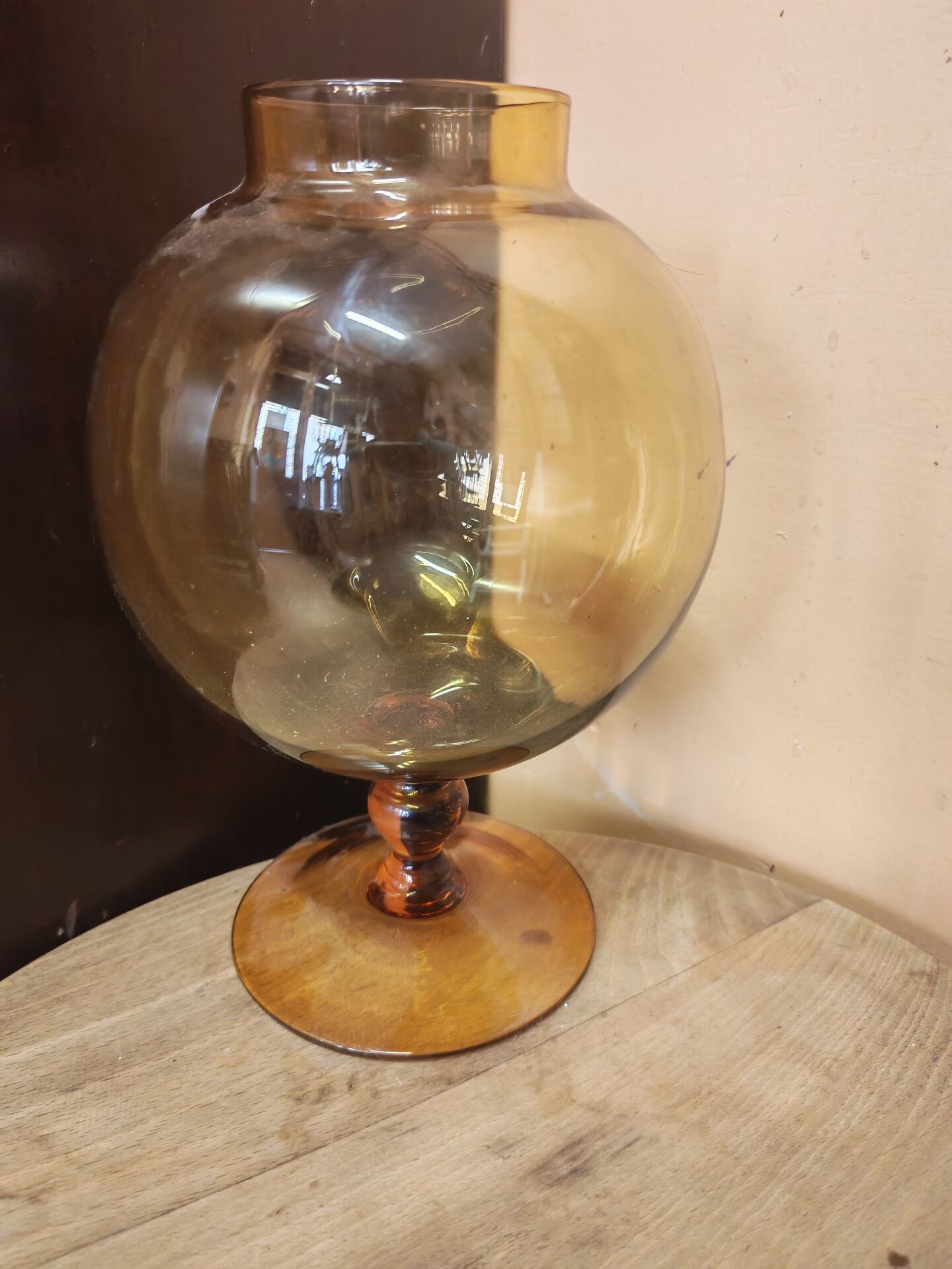 Balloon vase Empolie in blown amber glass Italy 1970