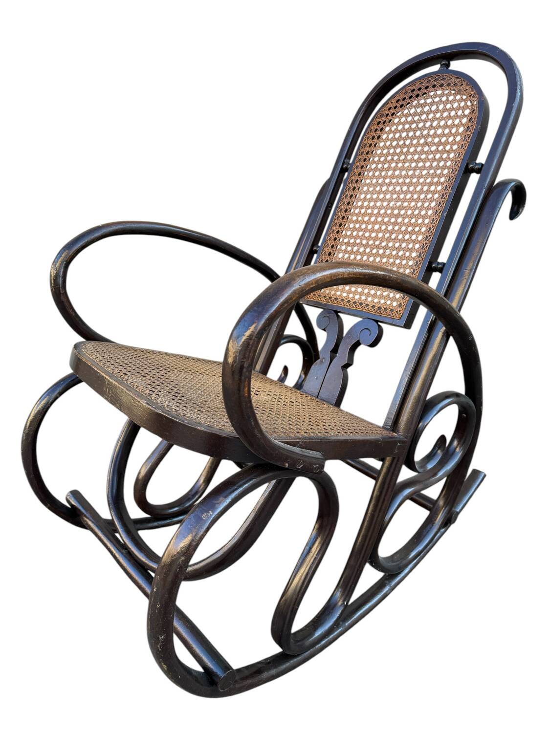 Set de 2 Rocking-chairs Style Thonet Cannée