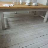 Coffee table made from a vintage farmhouse table in solid wood.