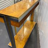 Steel and elm burl console circa 1970