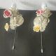 Set von 2 Shabby Chic Wandlampen Tole Schmiedeeisen Porzellan Rosen Blumen