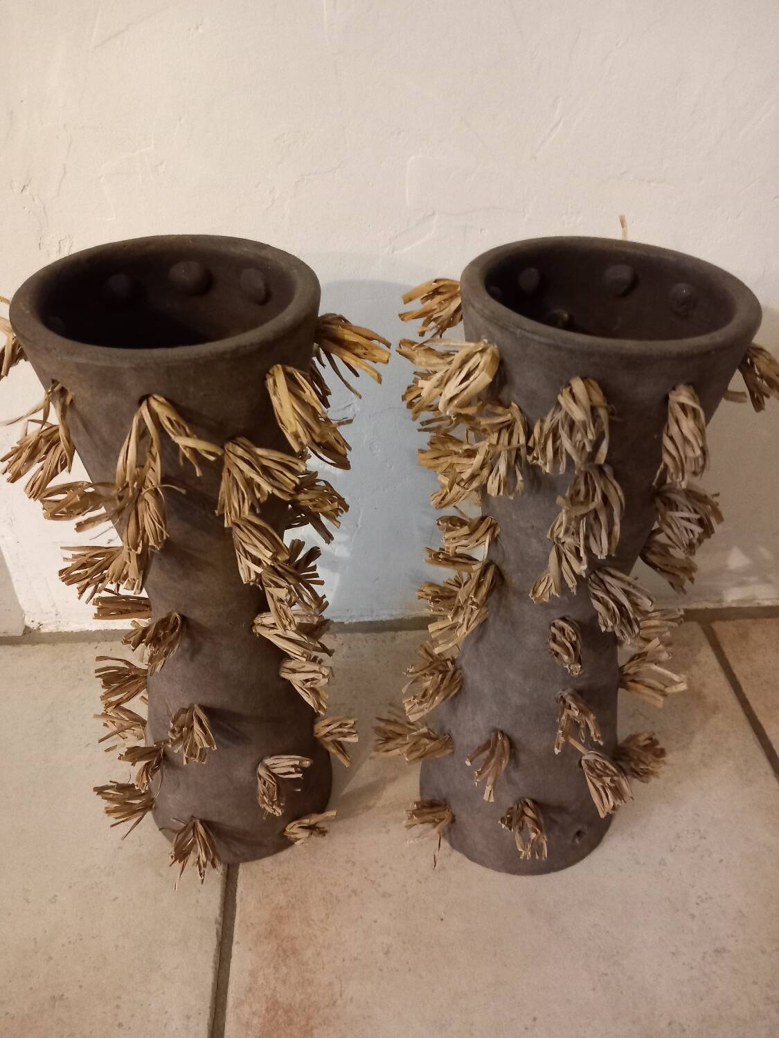 Pair of ethnic style terracotta vases