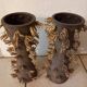 Paire de vases terre cuite style ethnique