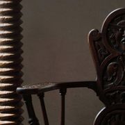 Scandinavian armchair in solid oak with cushion, folk art, early 19th century.