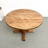 Round pine table "Les Arcs - 1970"
