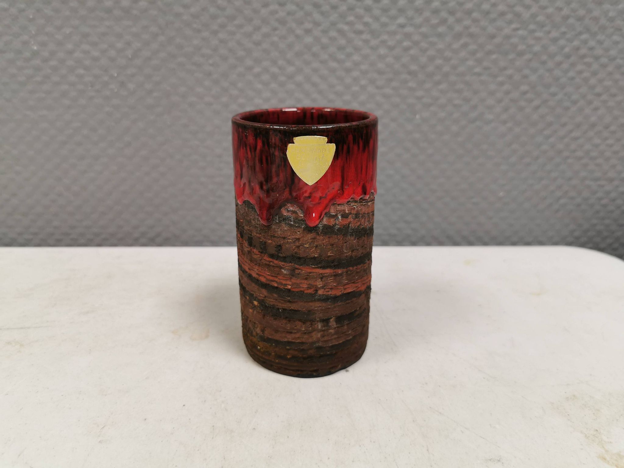 Vase with run-glaze, Denmark, 1970s. Made by Ernst Faxe