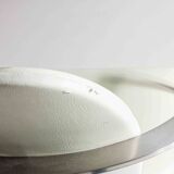 Postmodern dining chairs in steel and white leather, Belgium 1980s