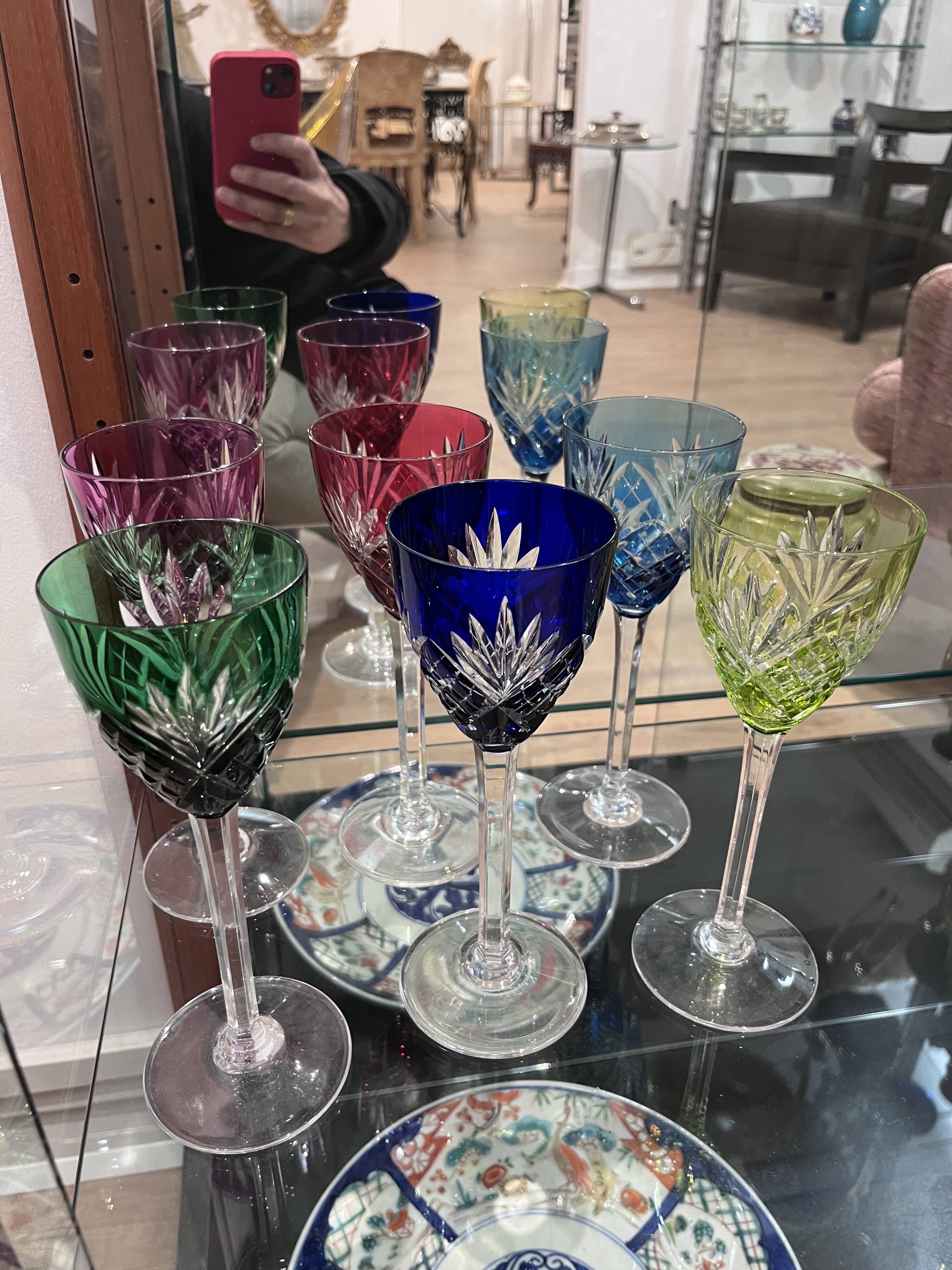 6 verres de couleurs saint Louis
