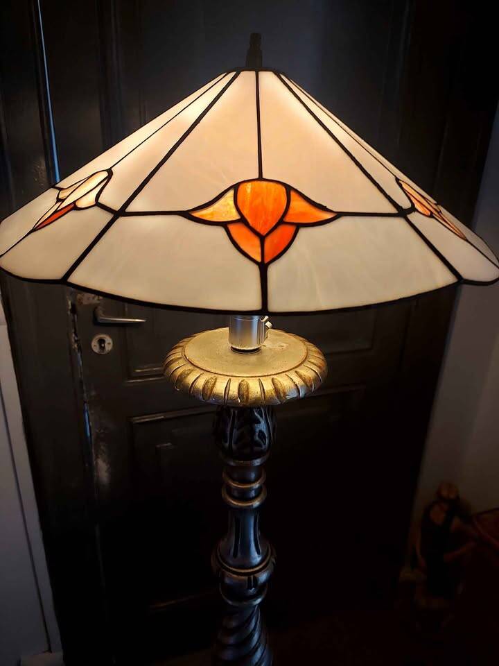 Tiffany floor lamp with stained glass shade