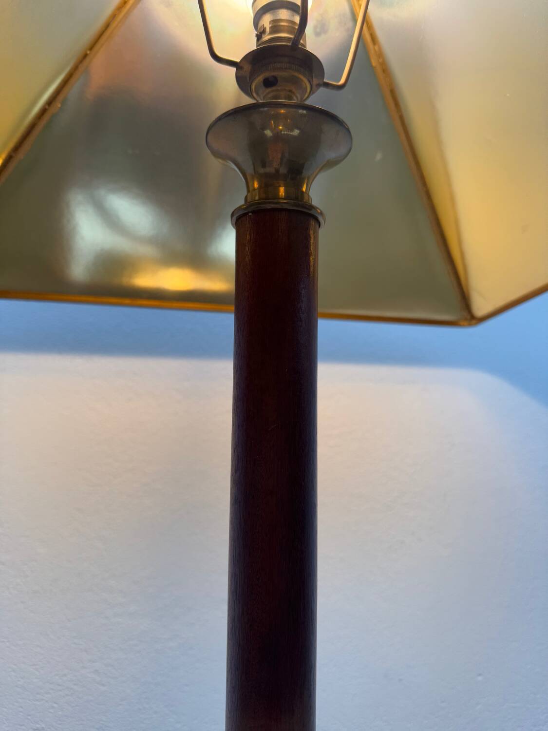 Large teak and bronze lamp from the 1970s