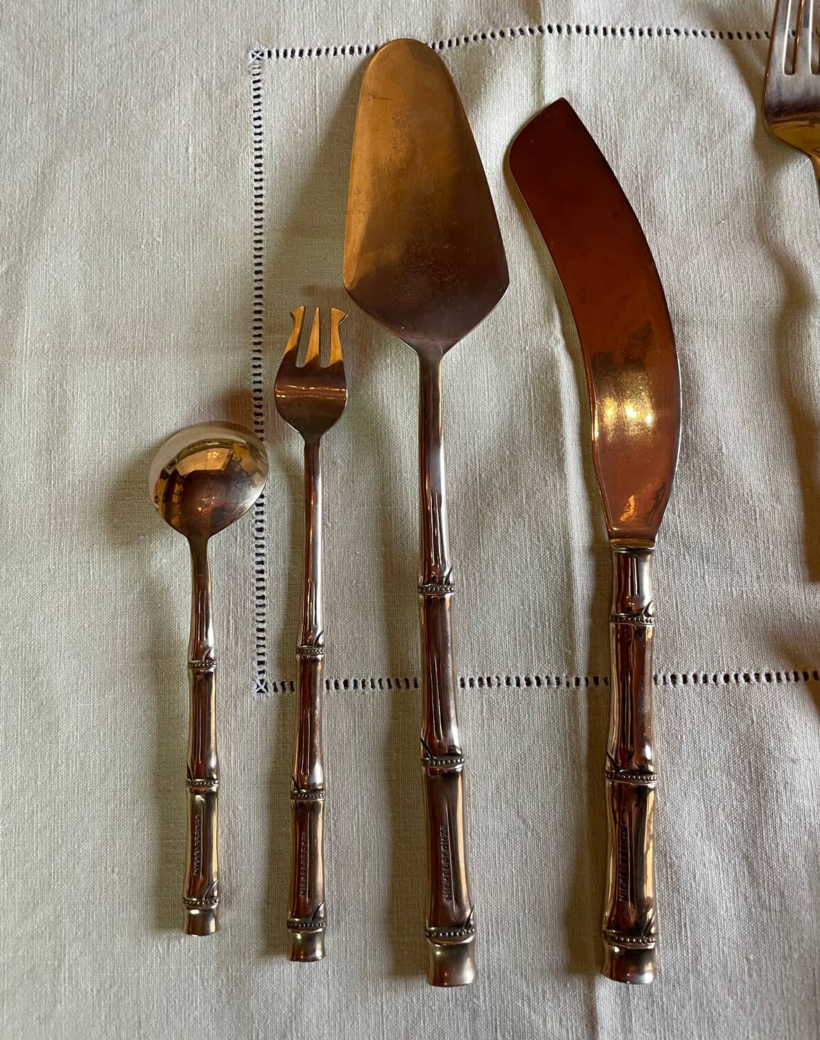 16 Bamboo nickel bronze dessert cutlery