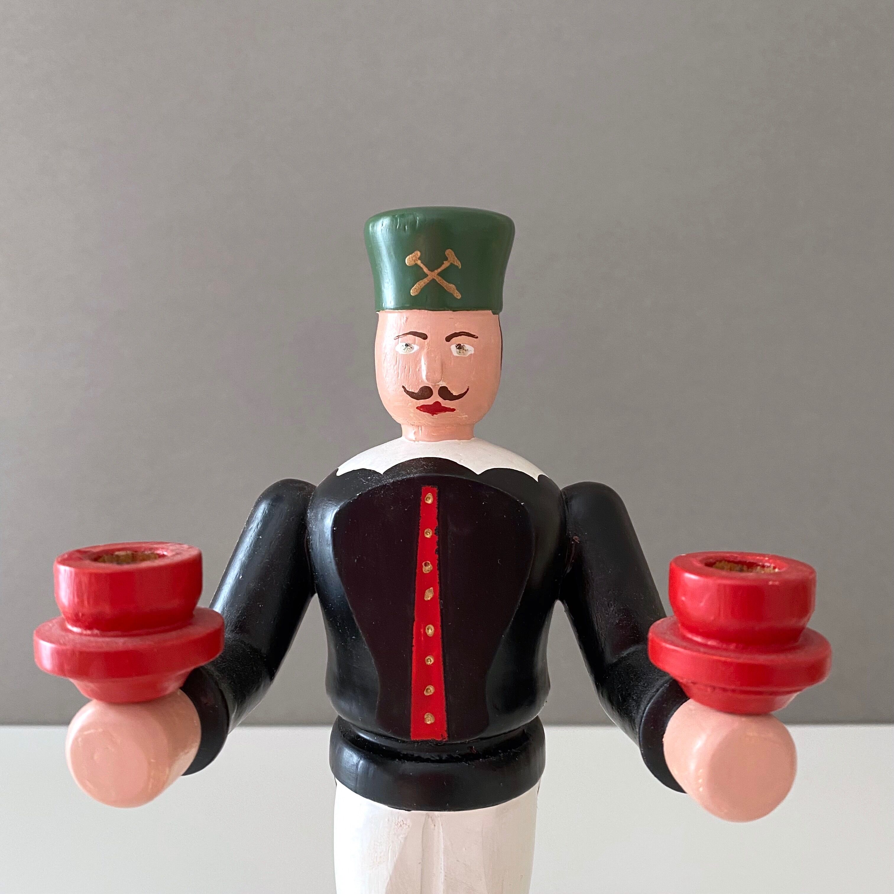 Wooden miner from the Erzgebirge, candle holder, vintage decoration, Christmas
