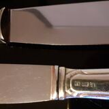 Set of 6 table knives / Silver metal handles