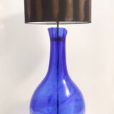 Blue Murano Glass Table Lamp with or without Fabric Lampshade, Italy