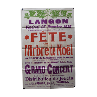 Affiche "Fête de l'Arbre de Noël" - Langon - 1936