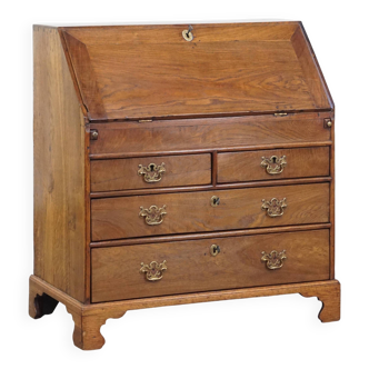Antique English oak secretaire late 18th/early 19th century with stepped interior and working locks