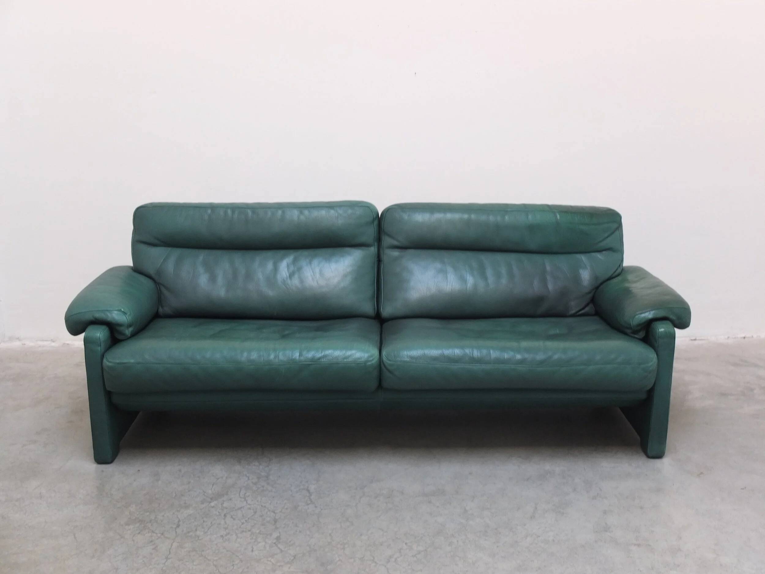Green leather 3-seater 'DS-70' sofa by De Sede, 1980s