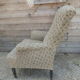 Old Napoleon lll toad armchair  with wheels