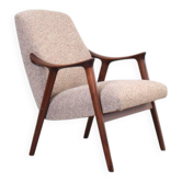 Fauteuil en teck et bouclette « Tenor » du milieu du siècle de Møre Lenestolfabrikk, années 1960.