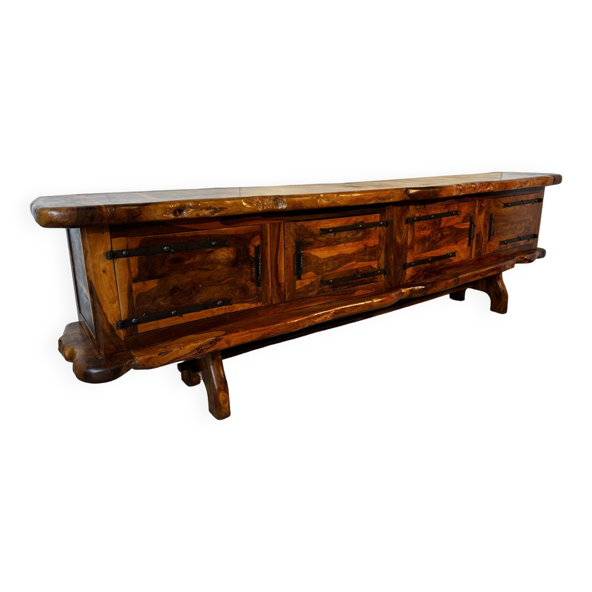 Solid olive wood sideboard from Maison Skela, 1960s