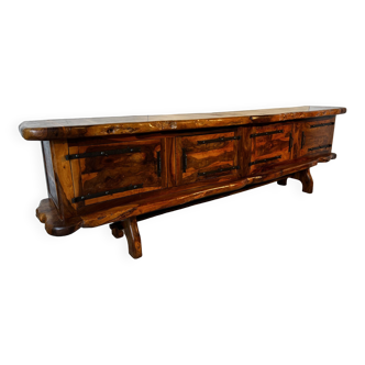 Solid olive wood sideboard from Maison Skela, 1960s