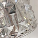 Scandinavian pendant lamp in molded glass and teak