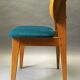Suite de 6 chaises années 50 velours bleu canard