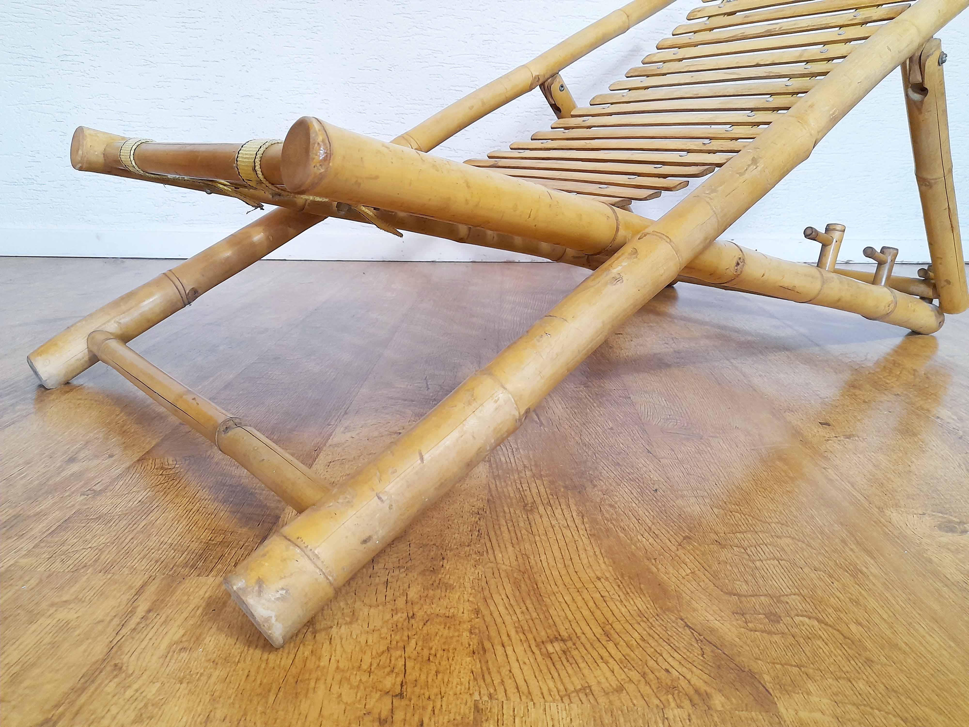Vintage bamboo deckchair