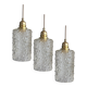 Lot de trois suspensions en verre bullé vintage