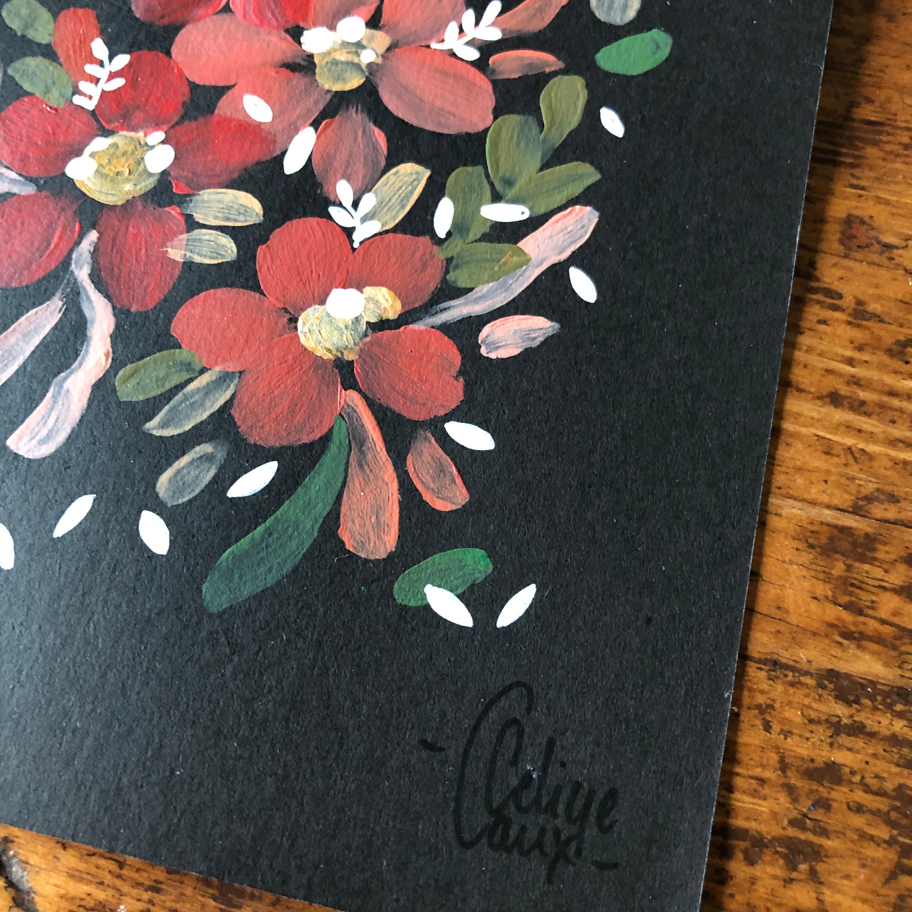 Peinture a4 fleur hibiscus