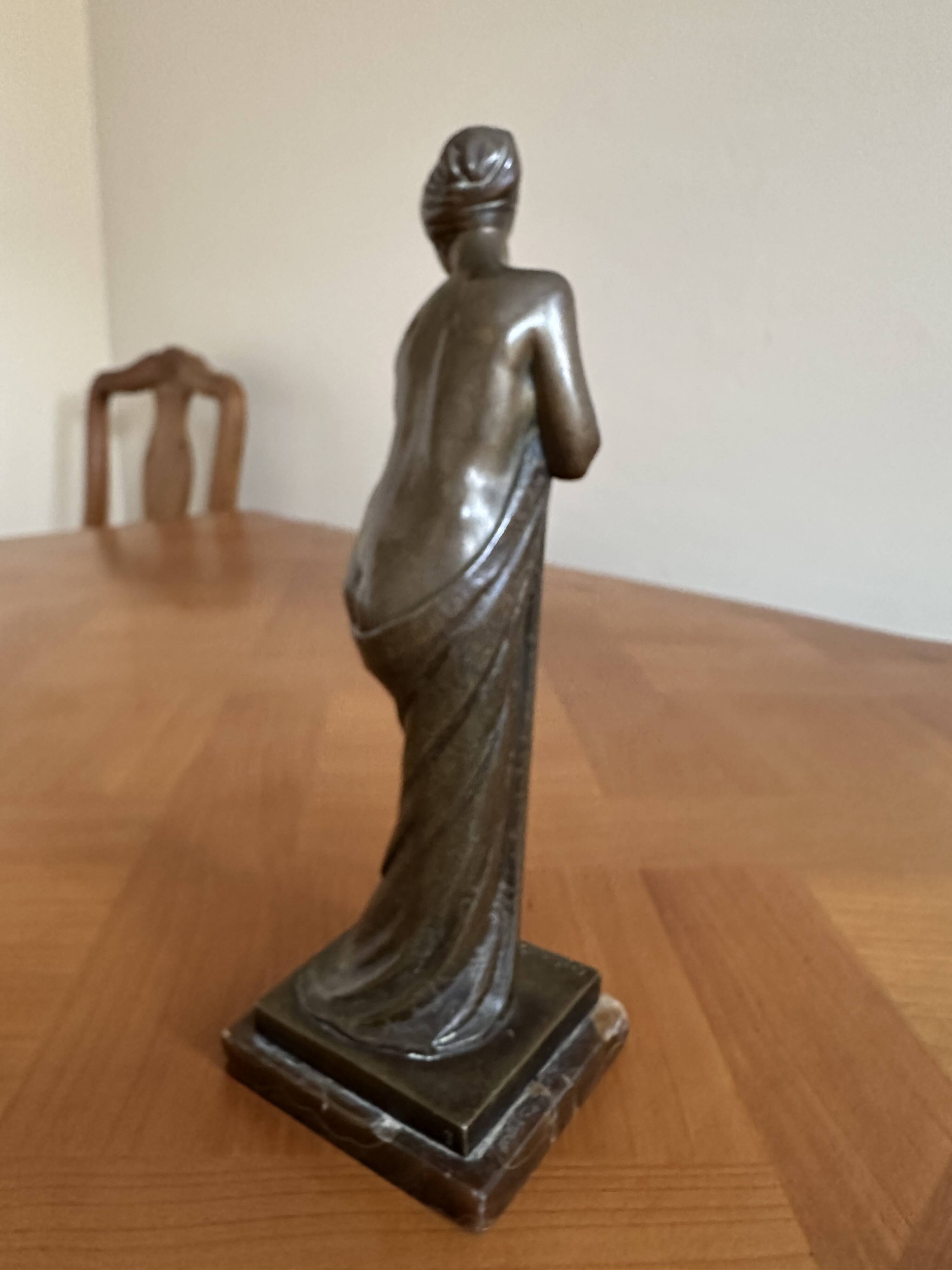 Raphaël Schwartz (1874-1942) – "Bather with Drapery" – Signed Art Deco Bronze