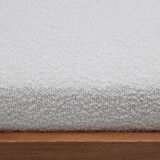 Brutalist Style Bench with Solid Oak Pyramid Bases and Ivory Bouclé Upholstery