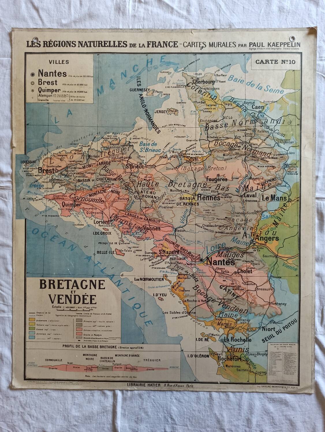 Hatier Kaeppelin school map poster n°10 Brittany Vendée