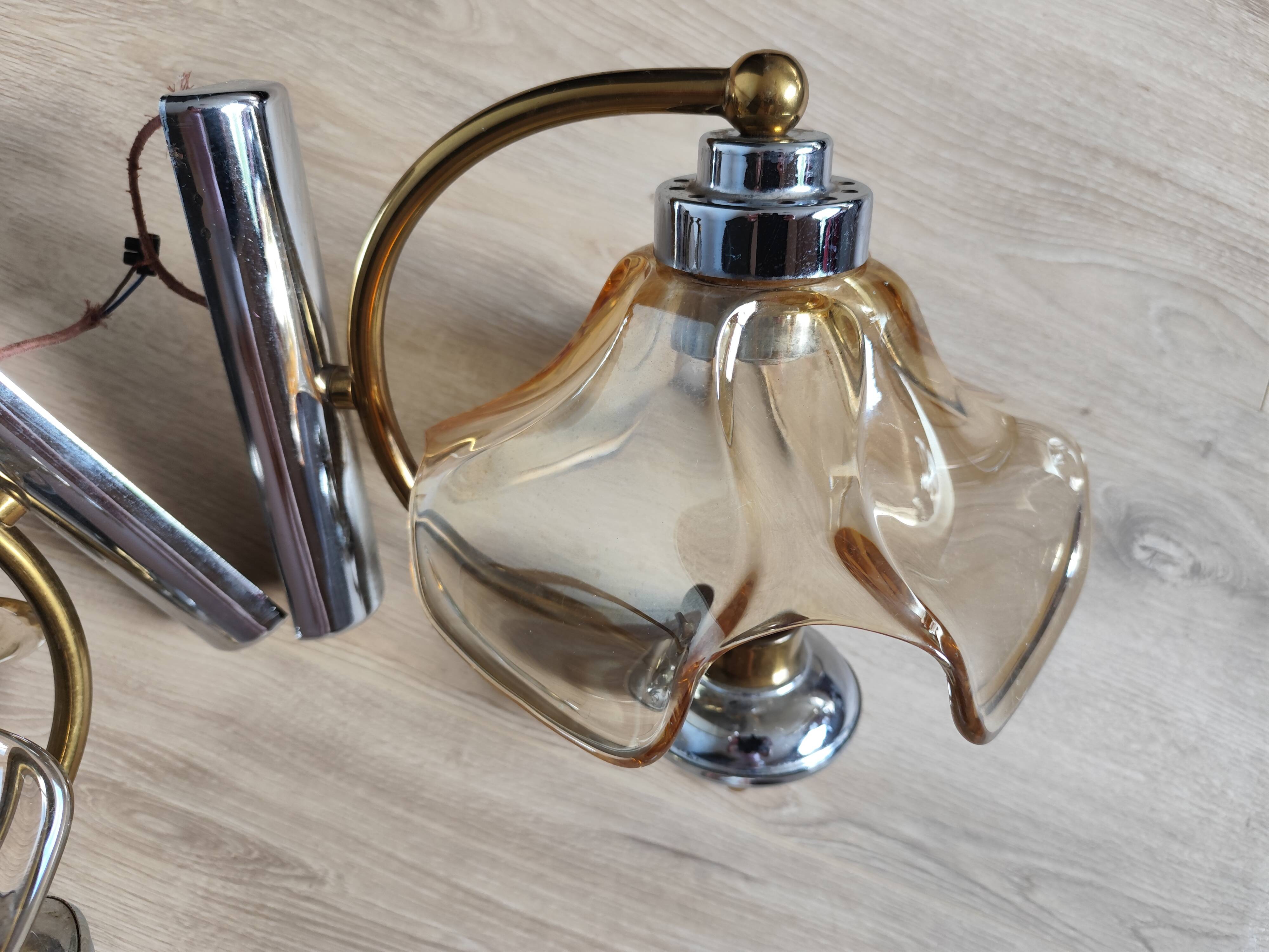 Pair of vintage tulip wall lights from the 70s