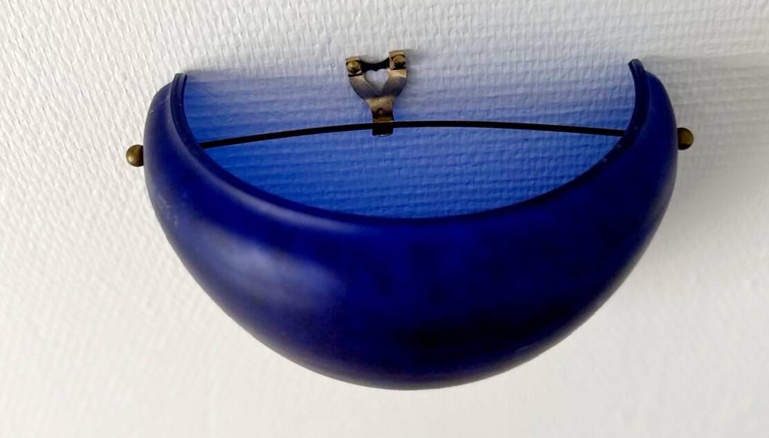 Sconces, signed, in satin blue glass paste from the 1930s