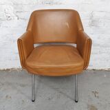 Deauville Leather Armchairs by Marc and Pierre Simon for Airborne, 1960s