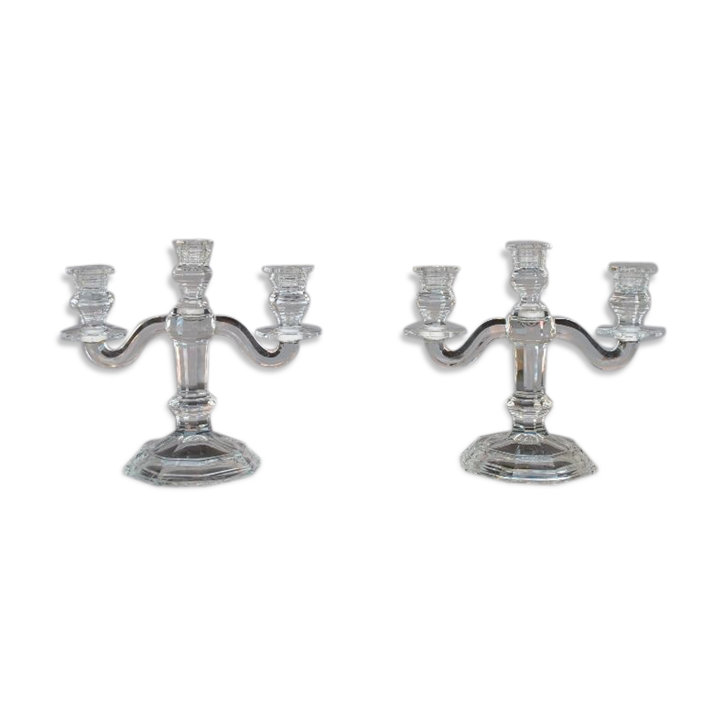 Pair of candlesticks model Regency Crystal Baccarat 1930