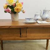 Old walnut farm table with pulls