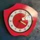 Vintage formica clock asymmetrical silent wall clock "Red Junghans"
