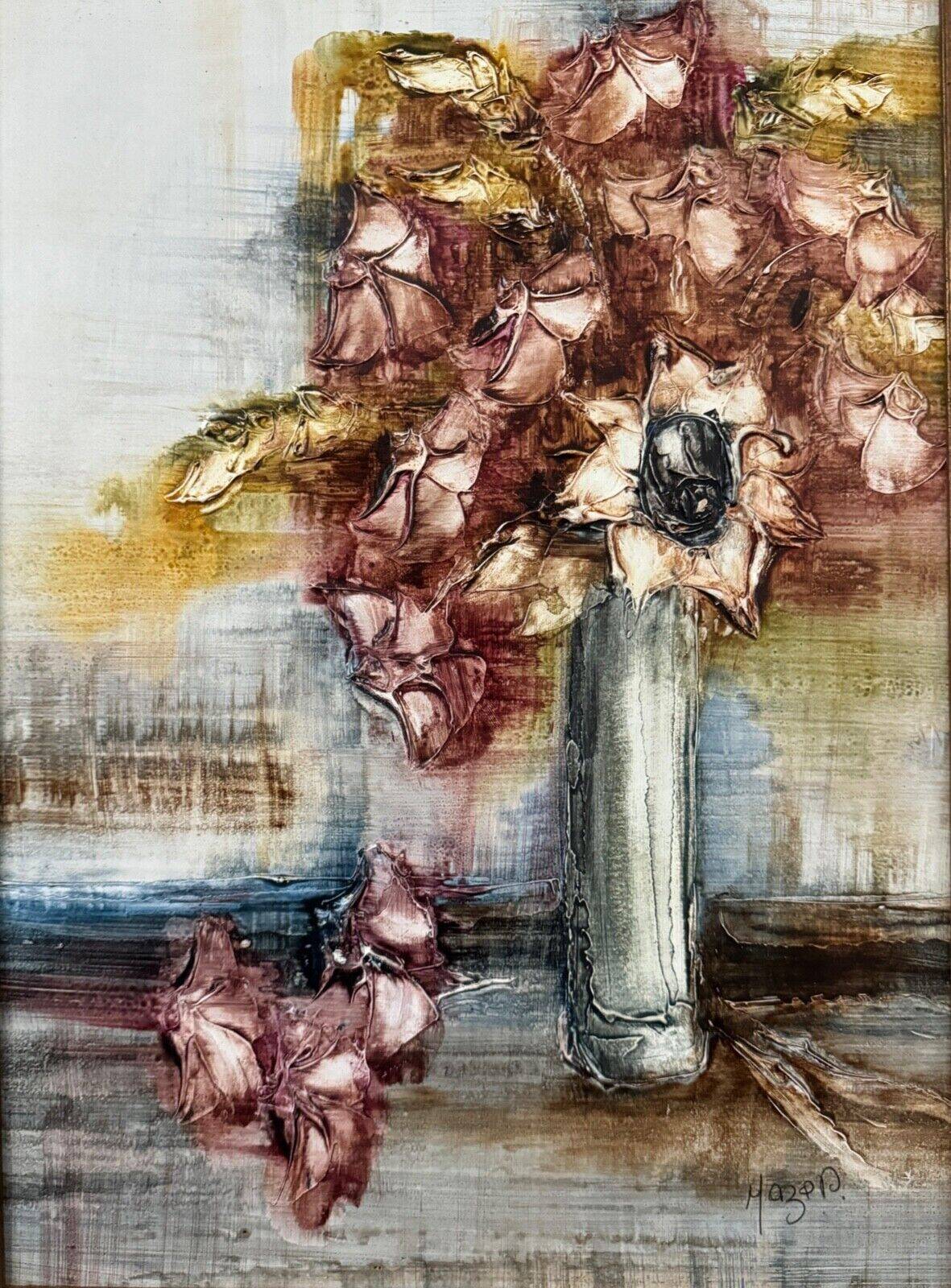 Oil on panel 20th century still life bouquet of flowers by Mazen