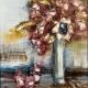 Oil on panel 20th century still life bouquet of flowers by Mazen