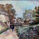 Camille Fauré Limoges painting "Village in winter" enamel painting
