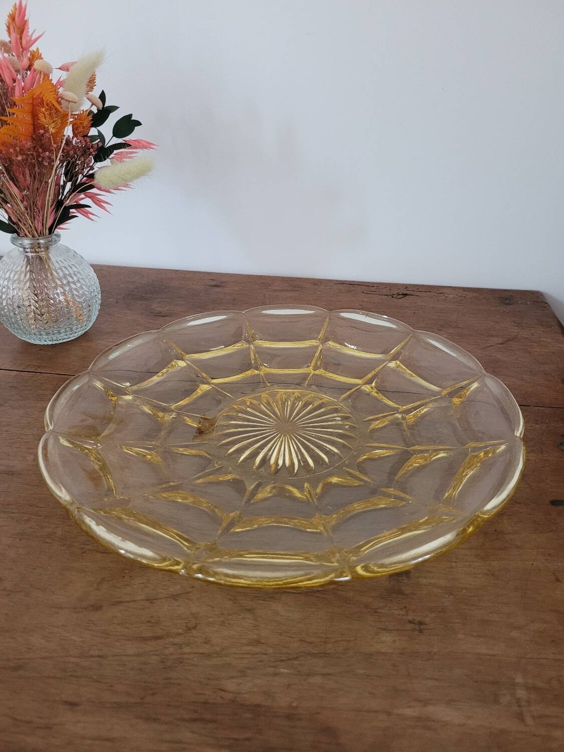 1950s yellow glass tray