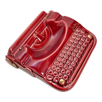 Burgundy Japy typewriter ashtray