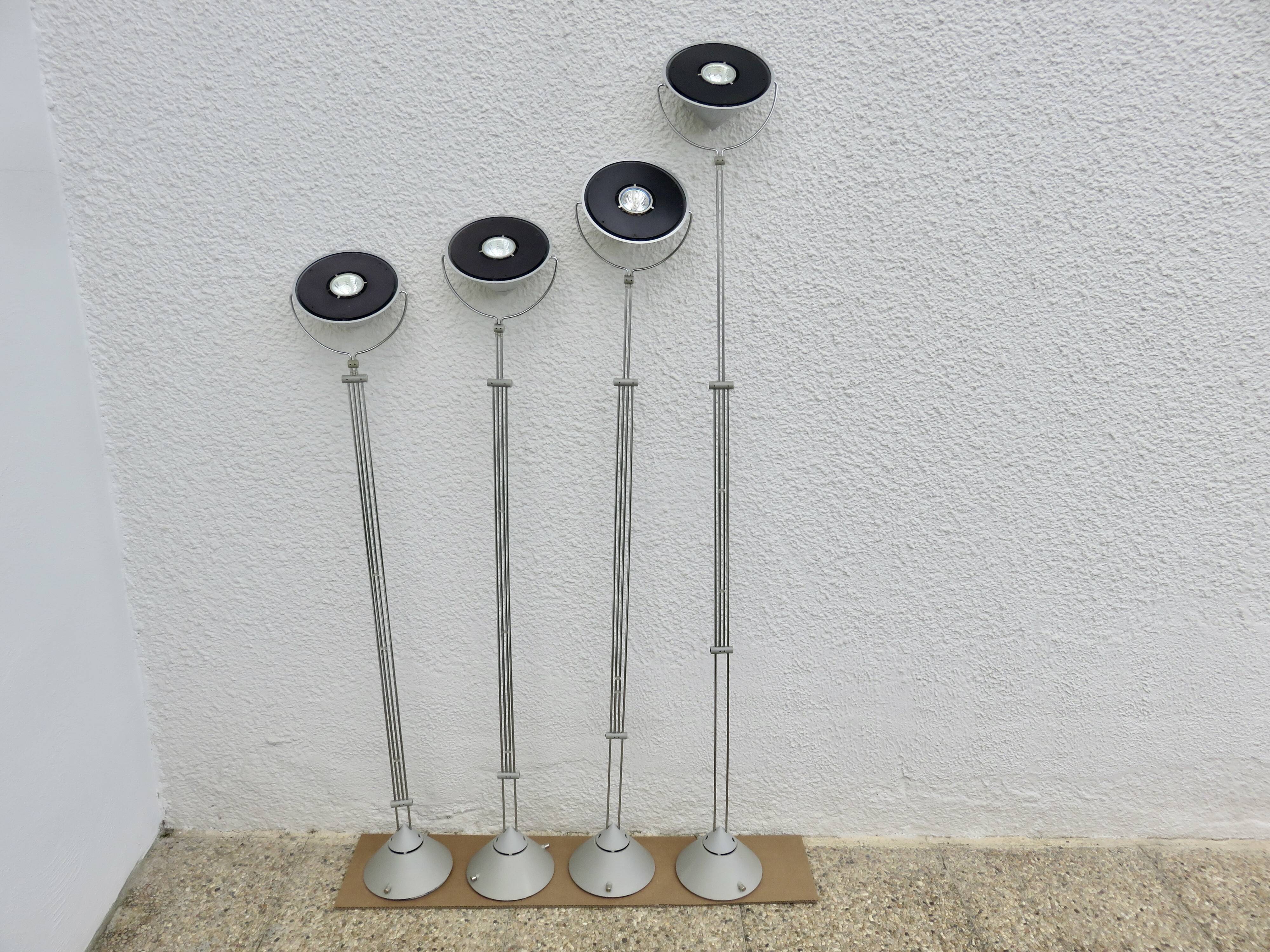 Set of 4 Artemide "mikado" pendant lights, FA Porsche design, 80s