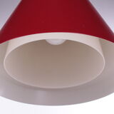 Lampe suspendue à pointe rouge avec du verre fabriquée dans les années 1960.