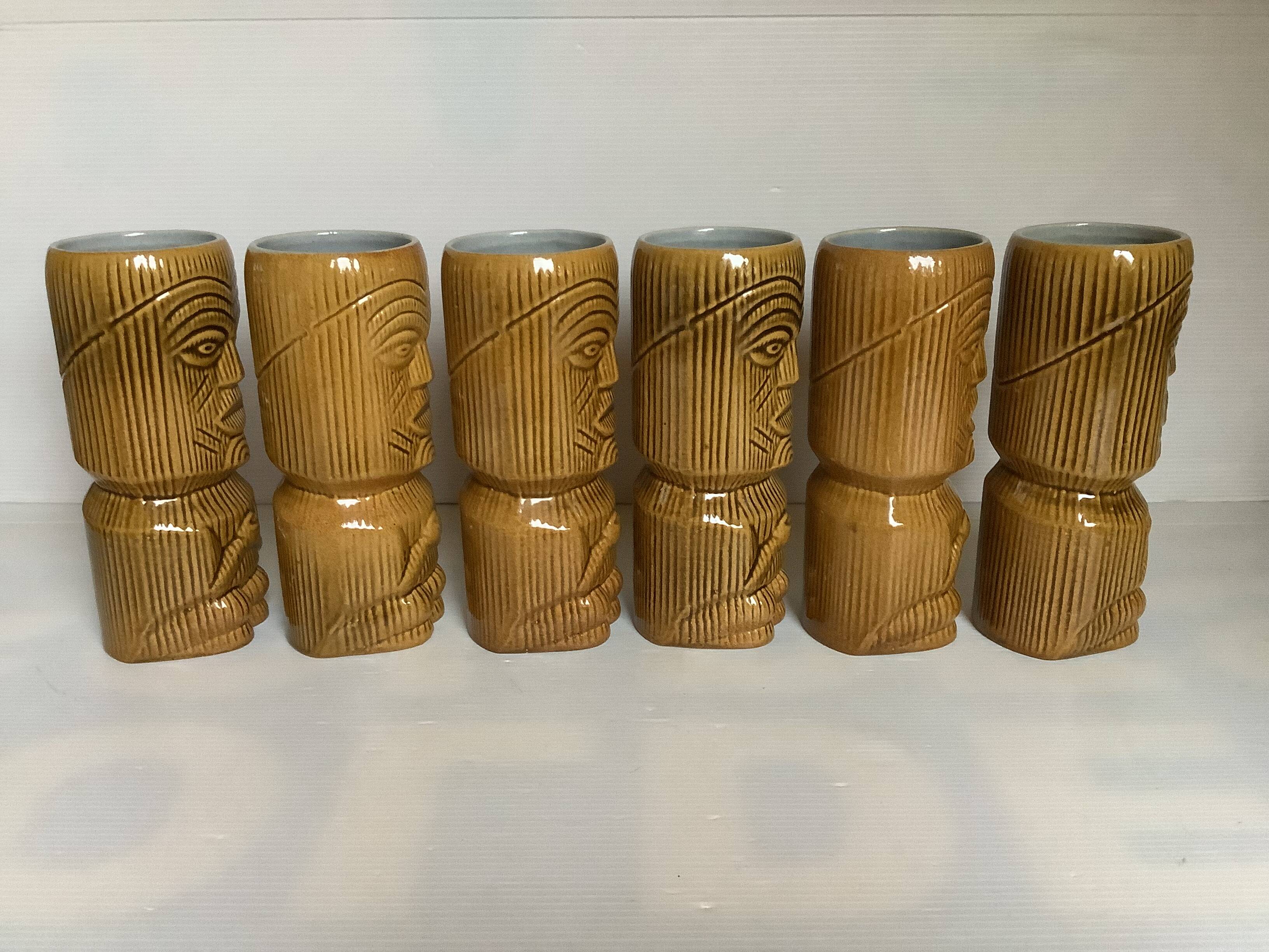 Six moai vases