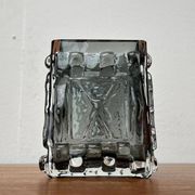 Brutalist bubble glass block vase by Josef Schott for Smålandshyttan, mid-century, 1960s.