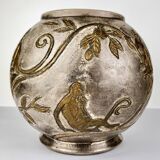 Art Nouveau monkey and plant vase E.Chapelle