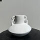 Artisanal terracotta vase painted white with double handles H:16 D:20